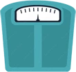 Blue bathroom scale for weighing